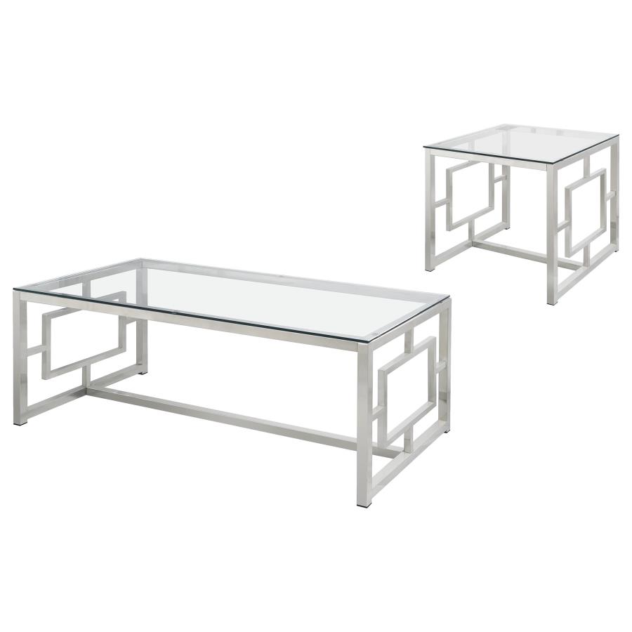 Merced 2-piece Rectangular Coffee and End Table Set Nickel view 2