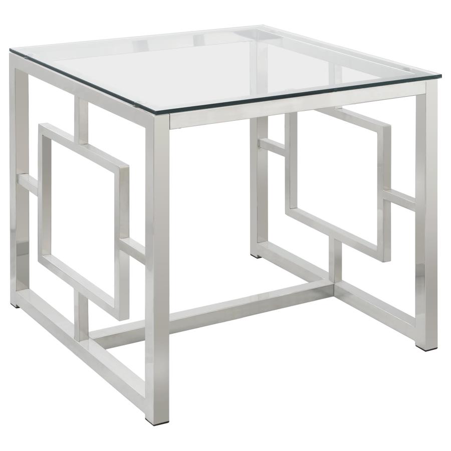 Merced 2-piece Rectangular Coffee and End Table Set Nickel view 3