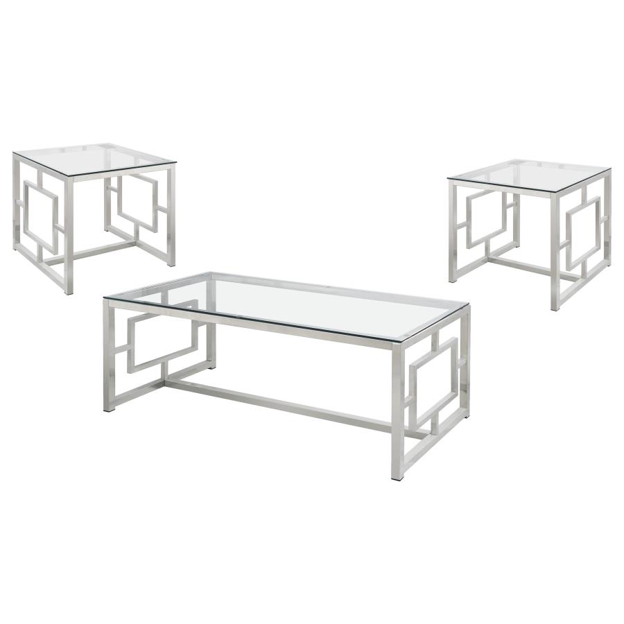 Merced 3-piece Rectangular Coffee and End Table Set Nickel view 2