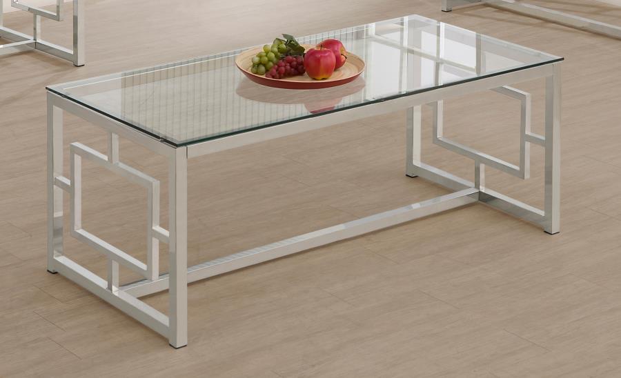 Merced Rectangular Glass Top Coffee Table Nickel view 2