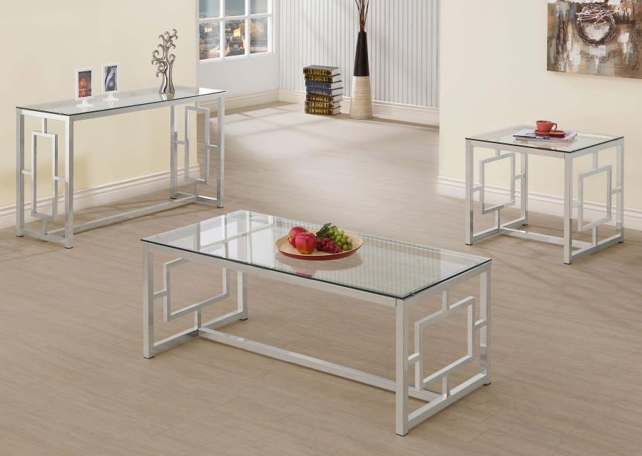 Merced Rectangular Glass Top Coffee Table Nickel view 4