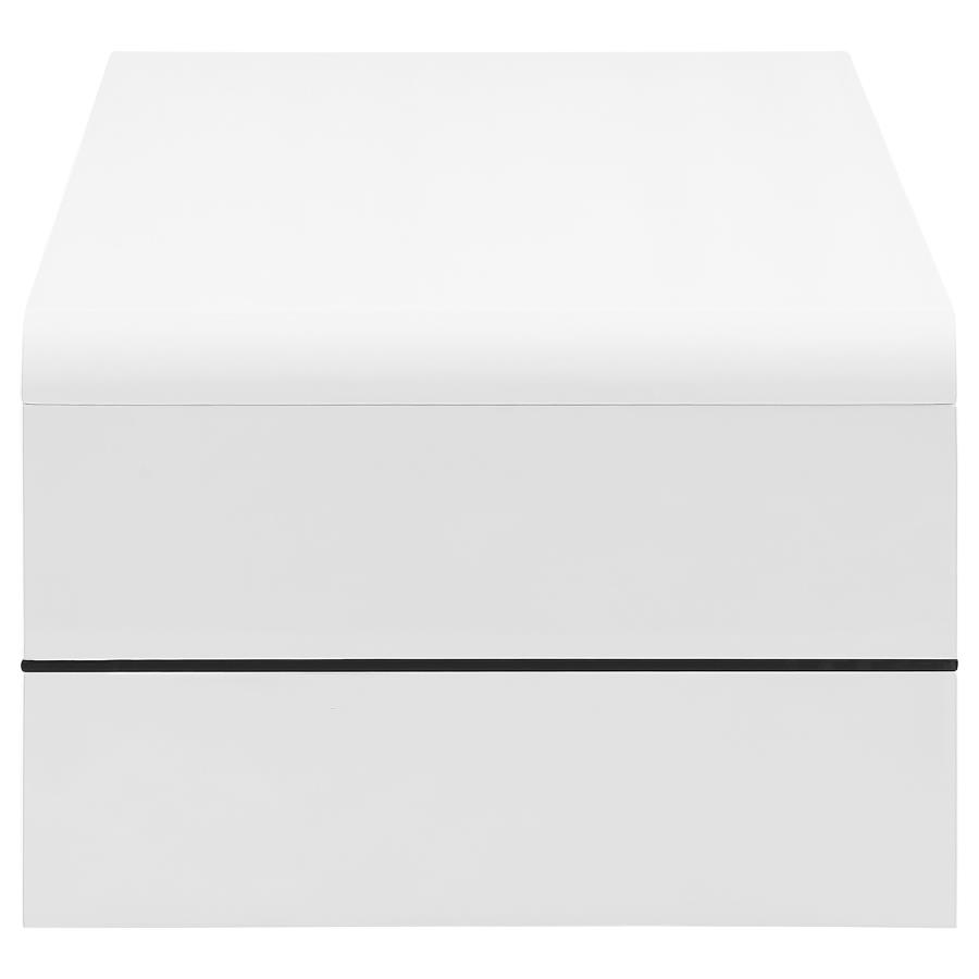 Airell Rectangular Coffee Table with Shelf White High Gloss view 5