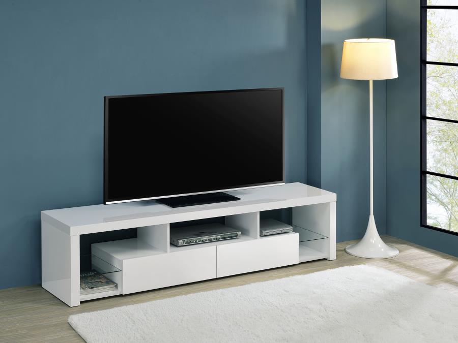 Jude 2-drawer Engineered Wood 71-inch TV Stand High Gloss White view 2