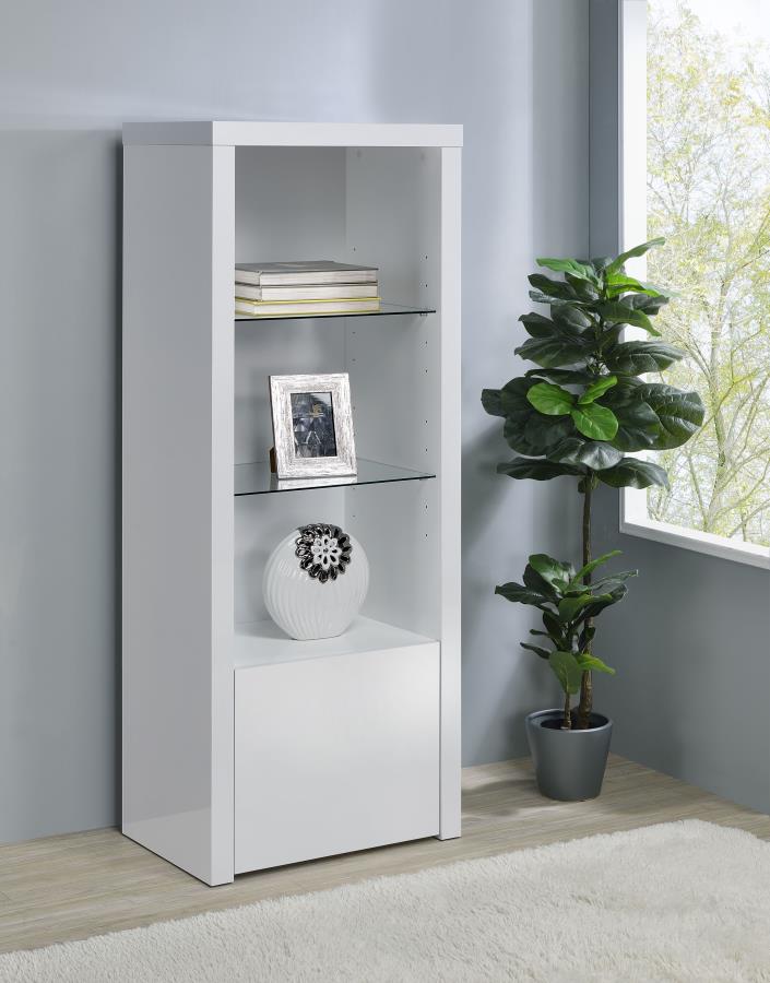 Jude 3-shelf Engineered Wood Media Tower High Gloss White view 2