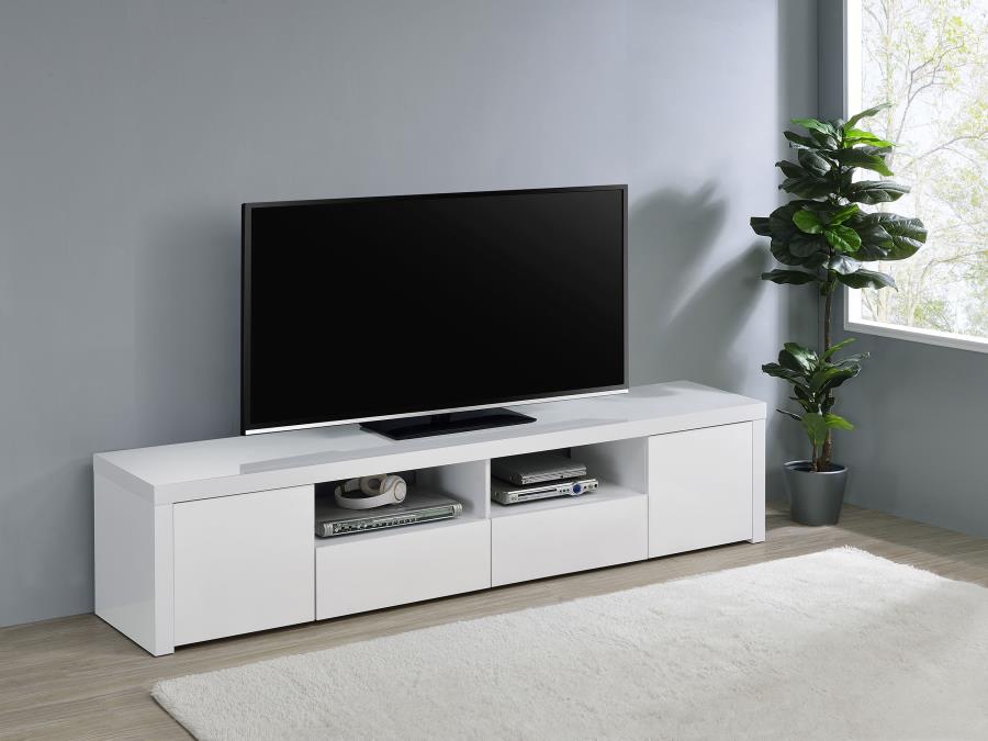 Jude 2-door Engineered Wood 79-inch TV Stand High Gloss White view 2