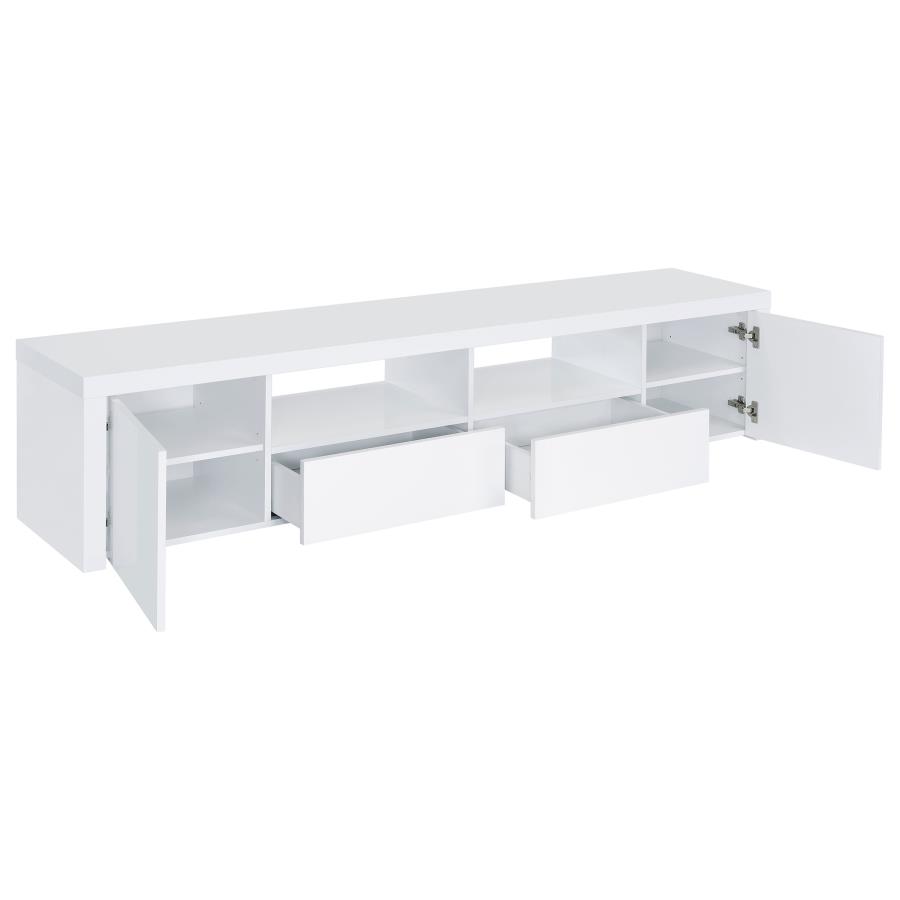 Jude 2-door Engineered Wood 79-inch TV Stand High Gloss White view 3