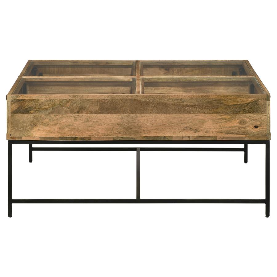 Stephie 4-drawer Square Glass Top Coffee Table Honey Brown view 6