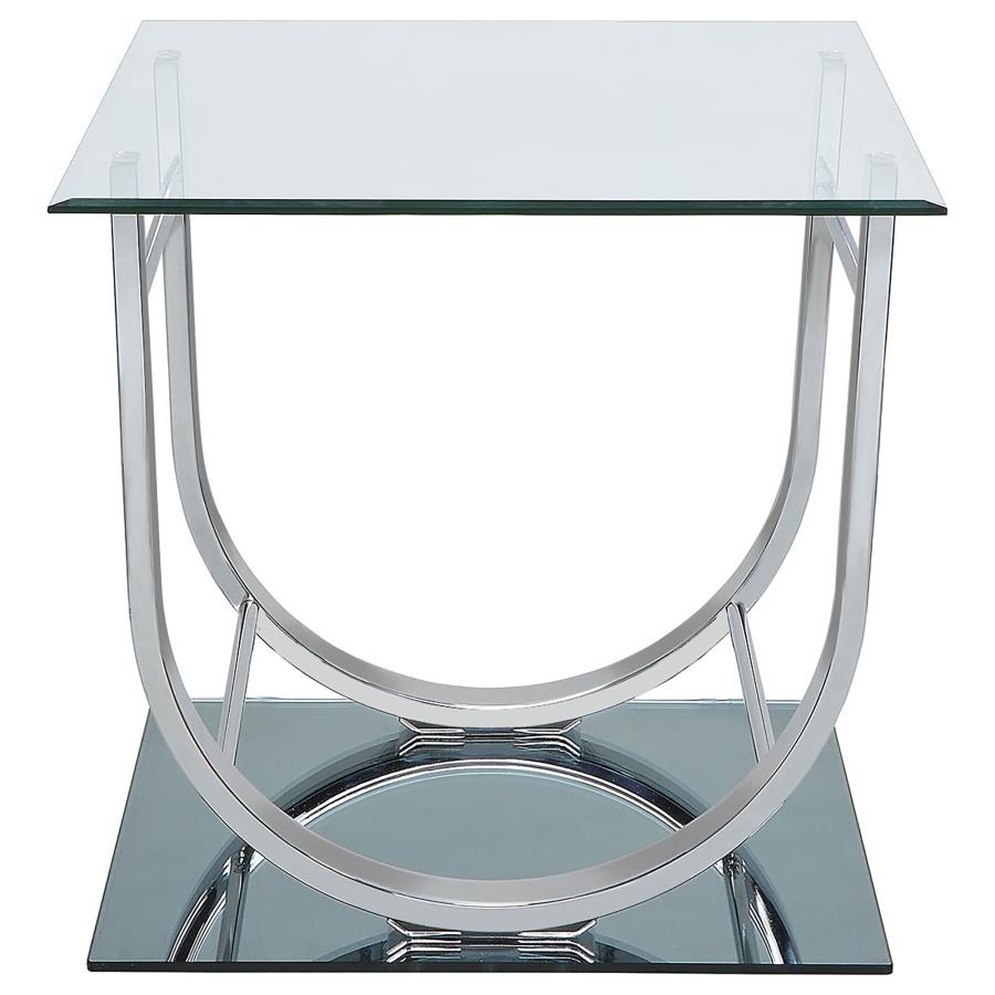 Danville Square U-Shaped Glass Top Side End Table Chrome view 3