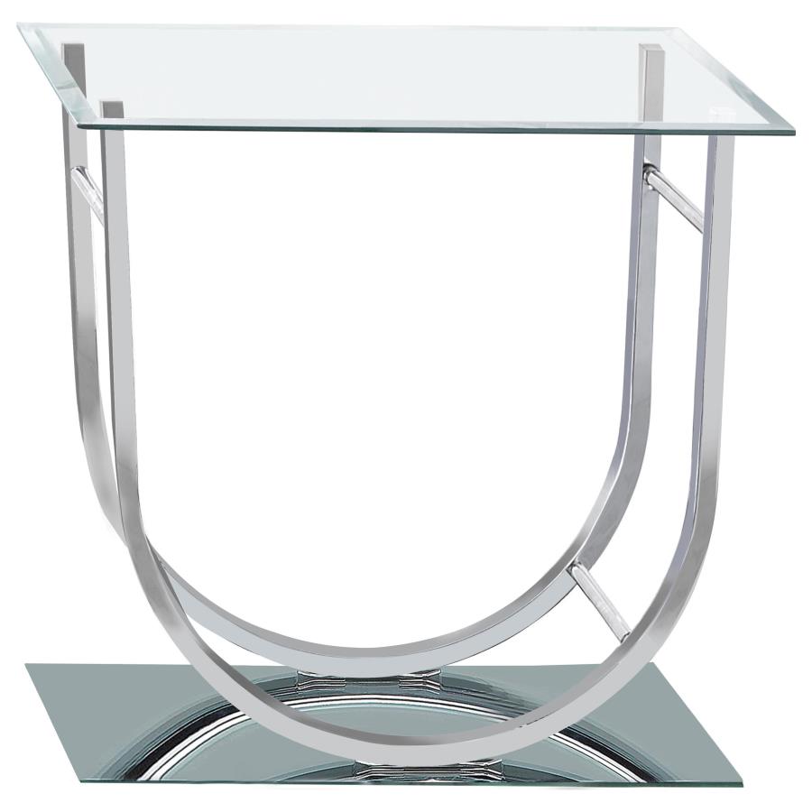 Danville Square U-Shaped Glass Top Side End Table Chrome view 4