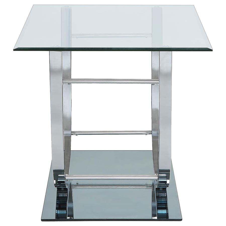 Danville Square U-Shaped Glass Top Side End Table Chrome view 5