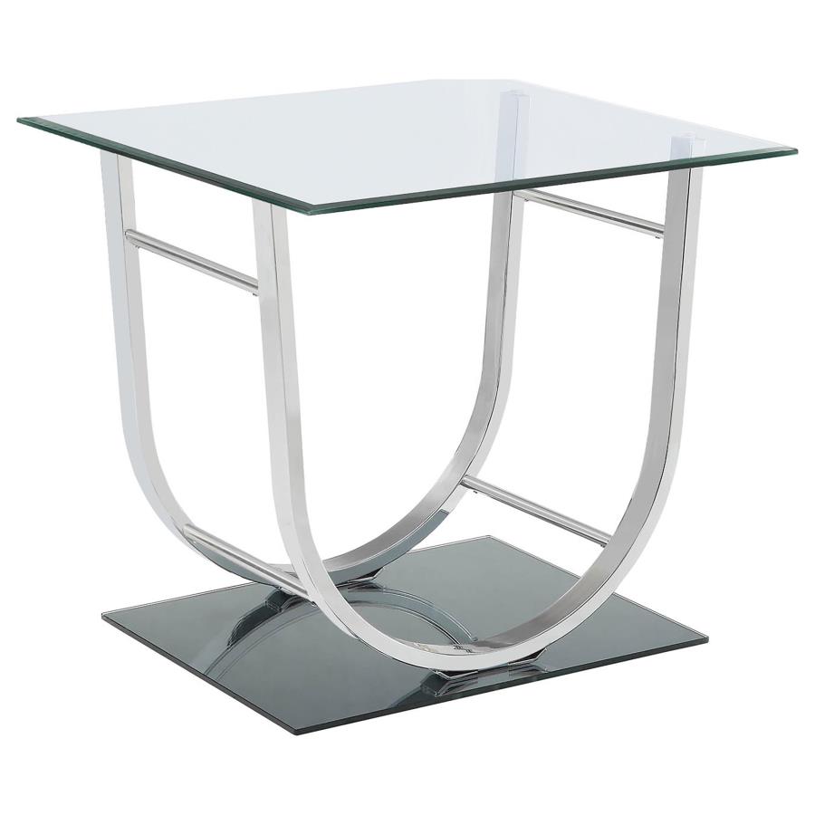 Danville 2-piece Glass Top Coffee and End Table Set Chrome view 3