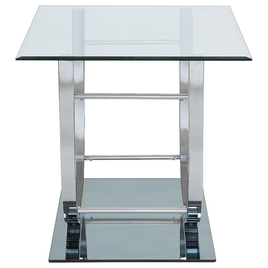 Danville 2-piece Glass Top Coffee and End Table Set Chrome view 5