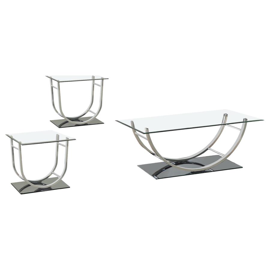 Danville 3-piece Glass Top Coffee and End Table Set Chrome view 2