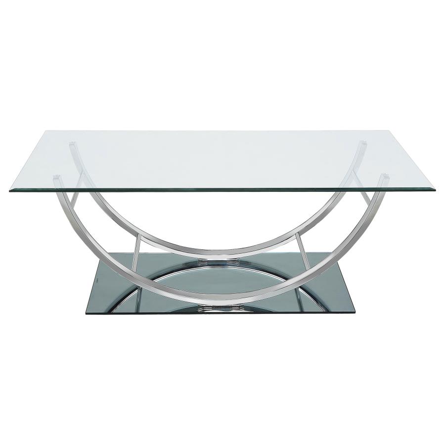 Danville Rectangular U-Shaped Glass Top Coffee Table Chrome view 3