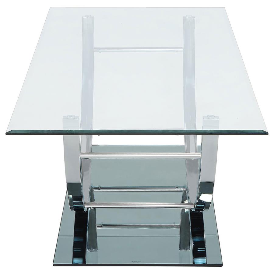 Danville Rectangular U-Shaped Glass Top Coffee Table Chrome view 5