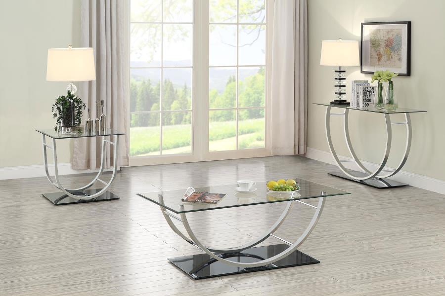 Danville Rectangular U-Shaped Glass Top Coffee Table Chrome view 7