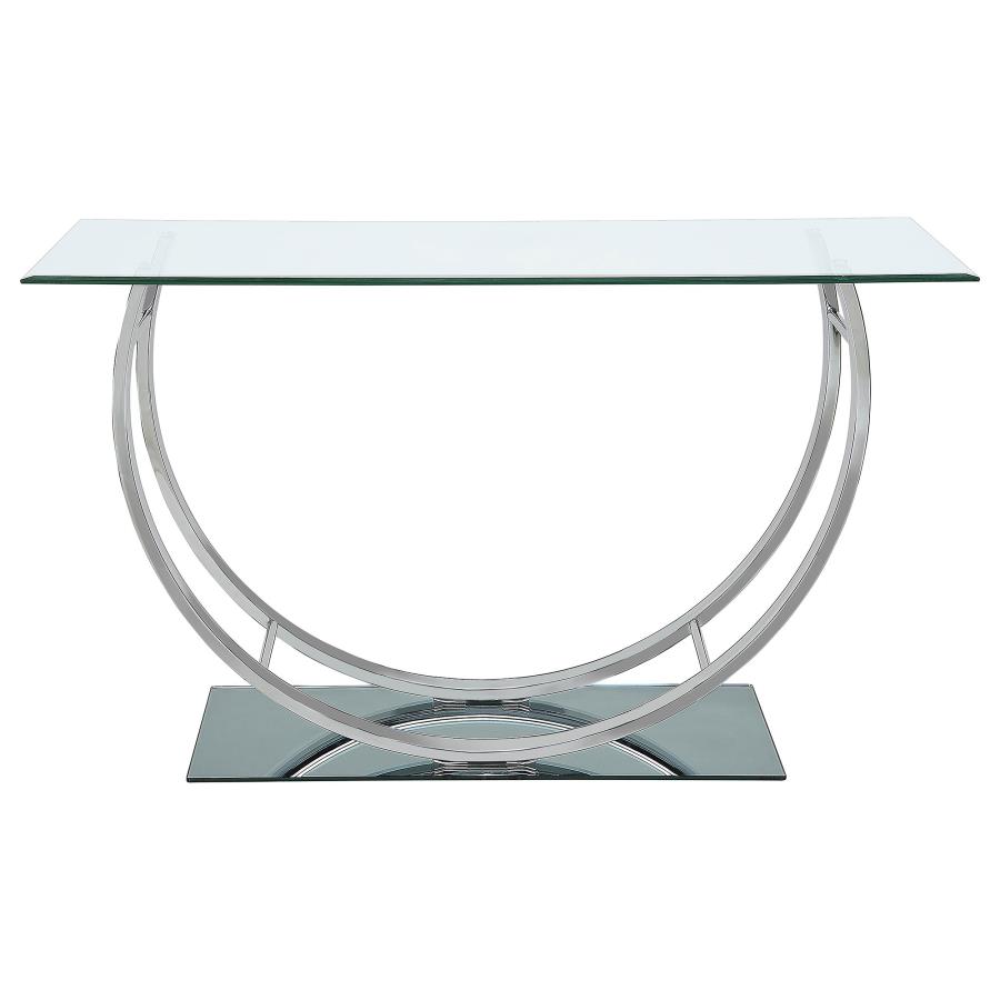 Danville U-shaped Glass Top Entryway Console Table Chrome view 3