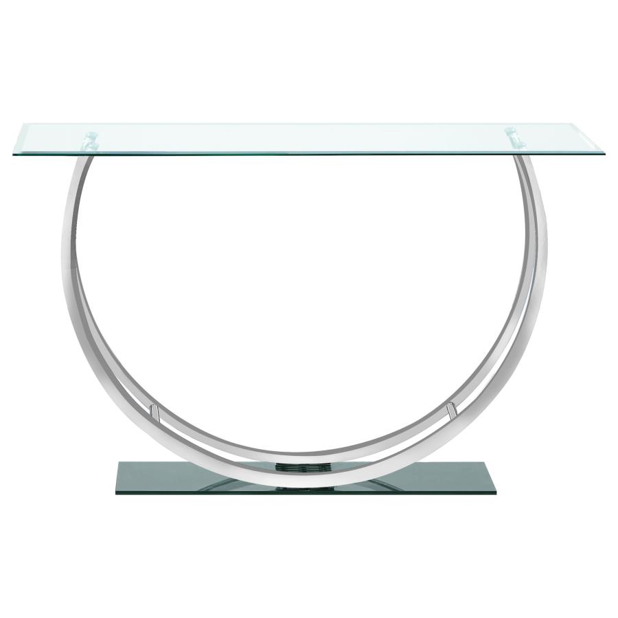 Danville U-shaped Glass Top Entryway Console Table Chrome view 4