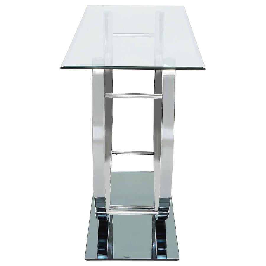 Danville U-shaped Glass Top Entryway Console Table Chrome view 5