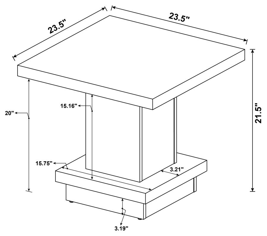 Reston Square Engineered Wood Side End Table Cappuccino view 5