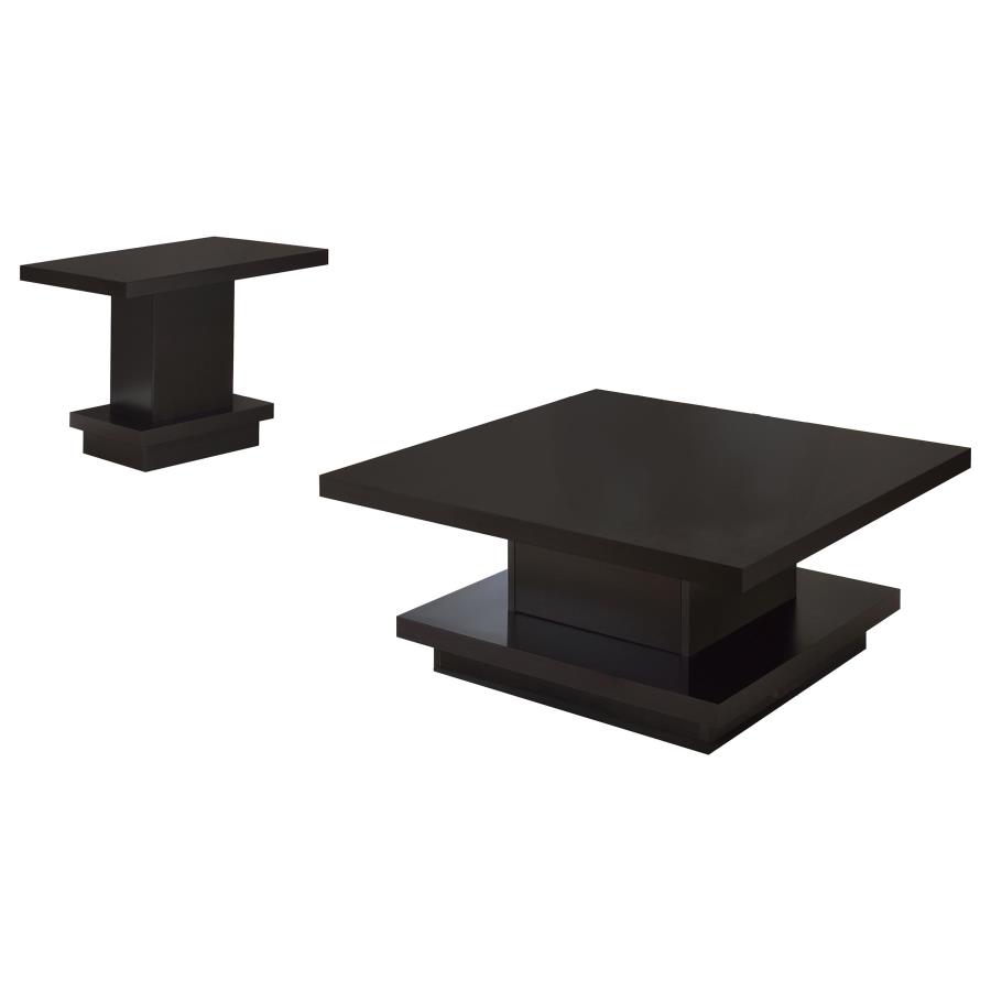 Reston 2-piece Square Coffee and End Table Set Cappuccino view 2