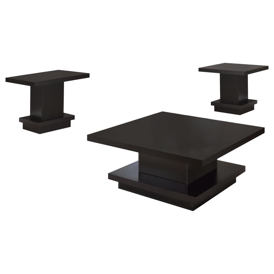 Reston 3-piece Square Coffee and End Table Set Cappuccino view 2