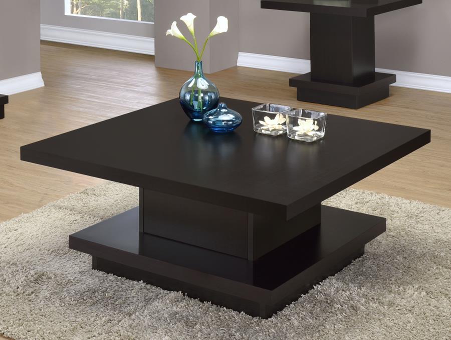 Reston Square Engineered Wood Coffee Table with Casters Cappuccino view 2