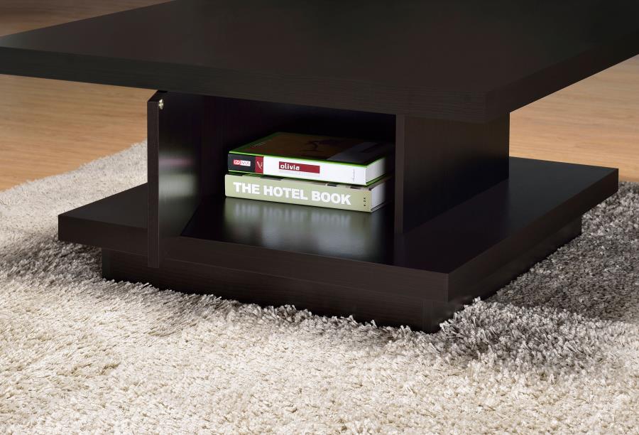 Reston Square Engineered Wood Coffee Table with Casters Cappuccino view 5