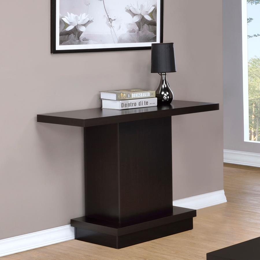 Reston Engineered Wood Pedestal Console Table Cappuccino view 2