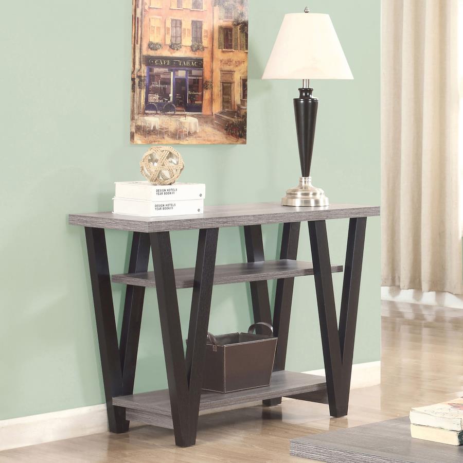 Stevens 2-shelf Engineered Wood Entryway Console Table Grey view 2