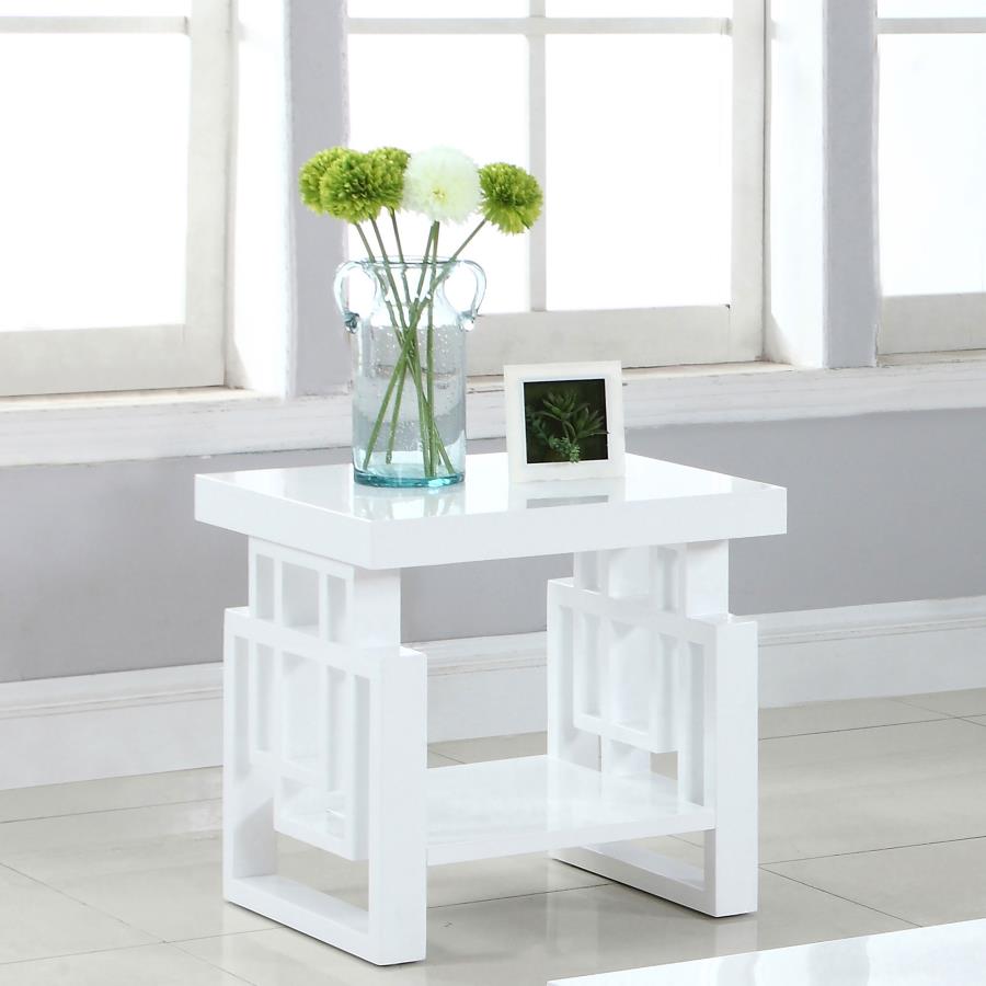 Schmitt Rectangular Side End Table White High Gloss view 2