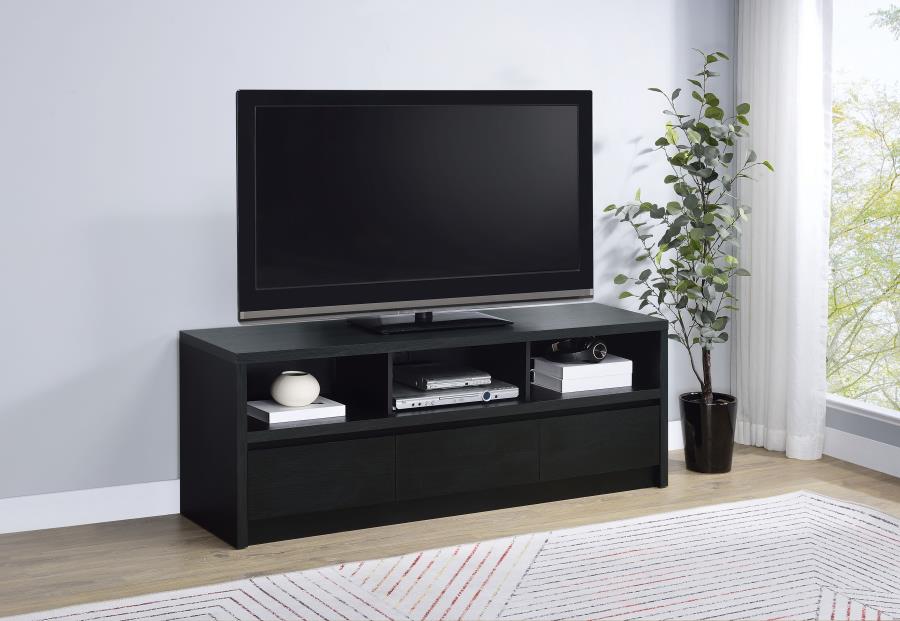 Rutland 59-inch 3-drawer TV Stand Media Console Black view 2