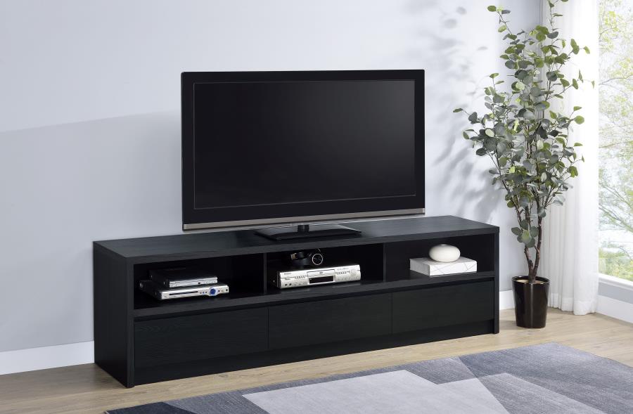 Rutland 78-inch 3-drawer TV Stand Media Console Black view 2