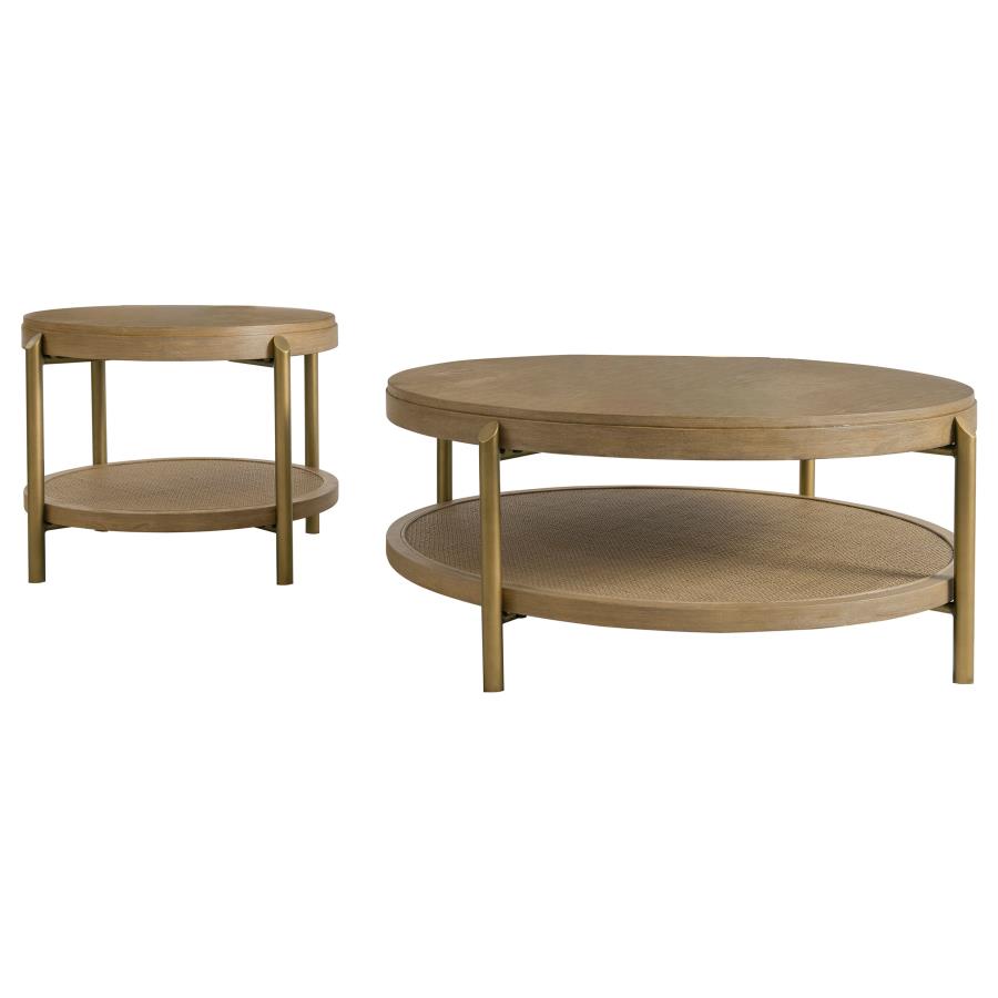 Arini 2-piece Round Coffee and End Table Set Sand Wash view 2