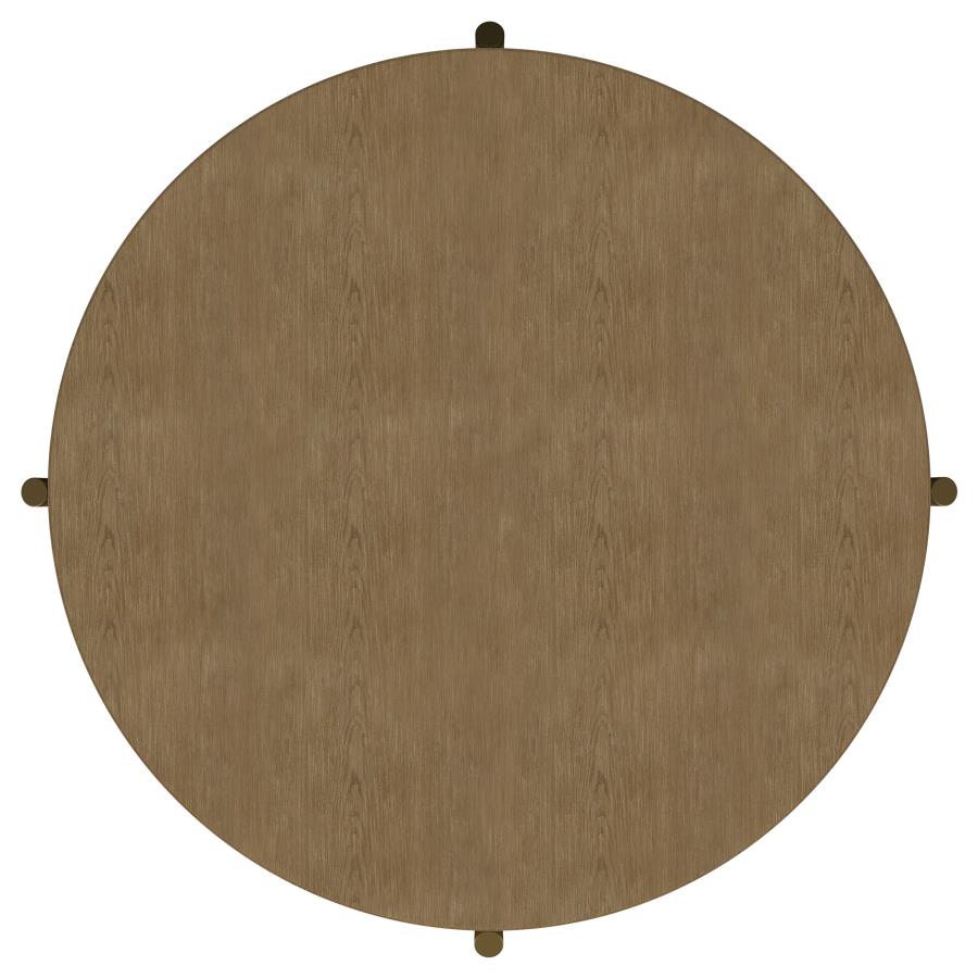 Arini Round Coffee Table With Storage Shelf Sand Wash view 6