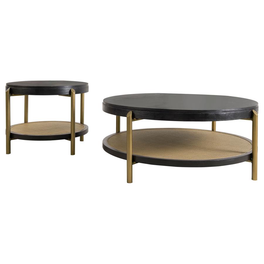 Arini 2-piece Round Coffee and End Table Set Black view 2