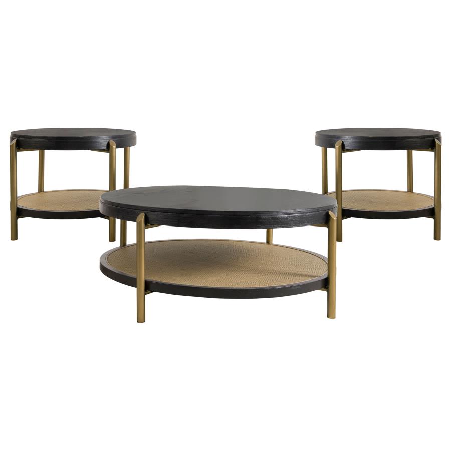 Arini 3-piece Round Coffee and End Table Set Black view 2