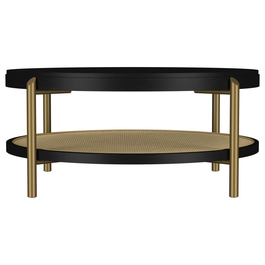 Arini Round Coffee Table With Storage Shelf Black view 3