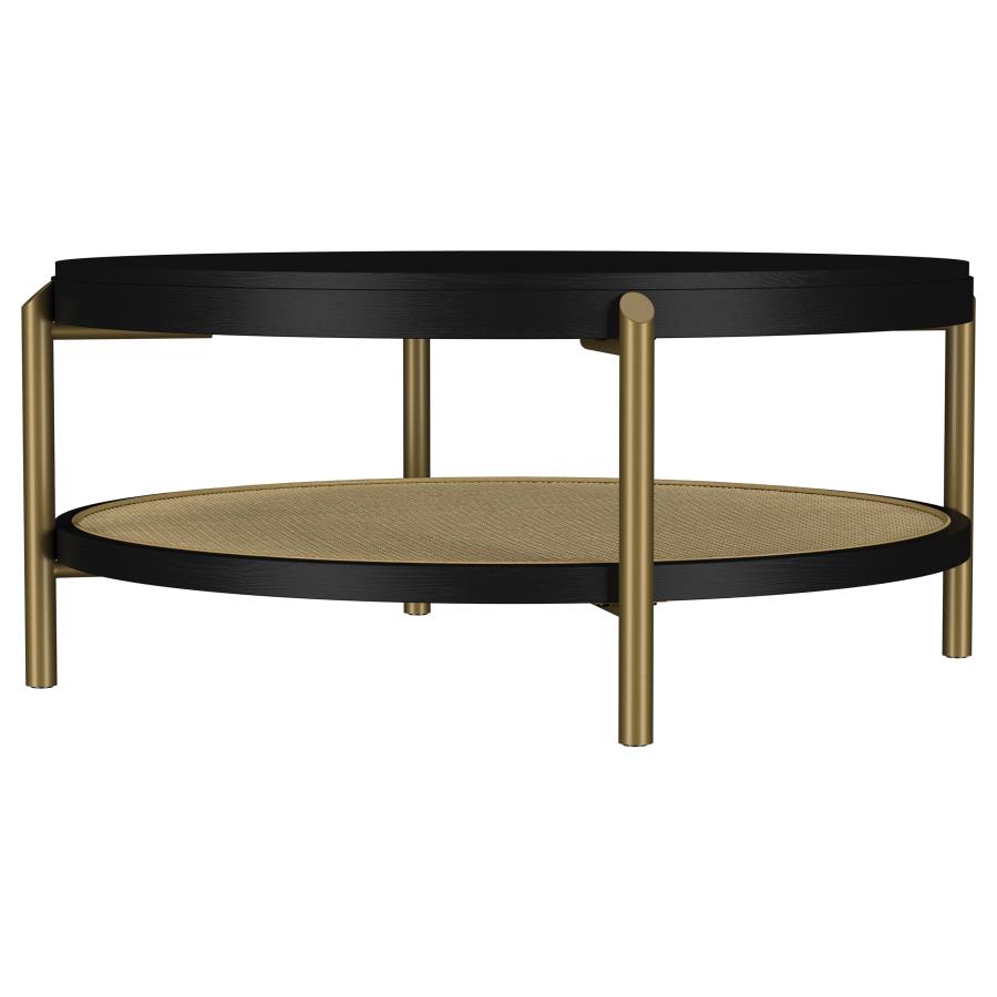 Arini Round Coffee Table With Storage Shelf Black view 4
