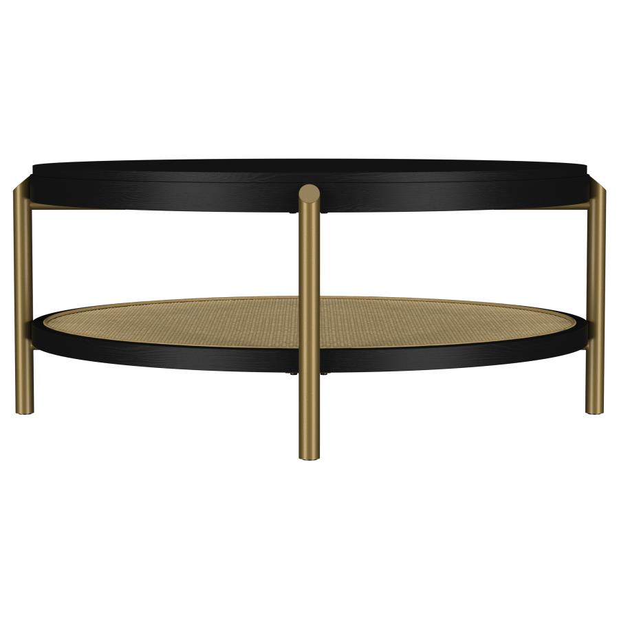 Arini Round Coffee Table With Storage Shelf Black view 5