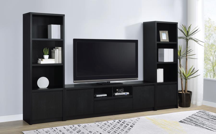 Winfield 3-piece Entertainment Center 78-inch TV Stand Black view 2