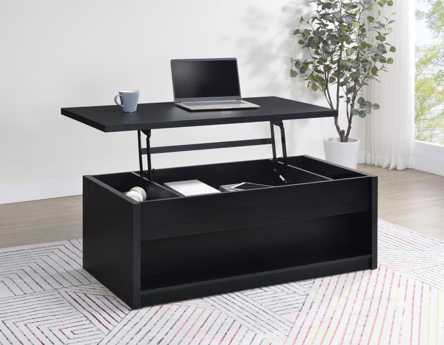 Knapp Lift Top Cocktail Coffee Table with Dual Drawers Black view 2