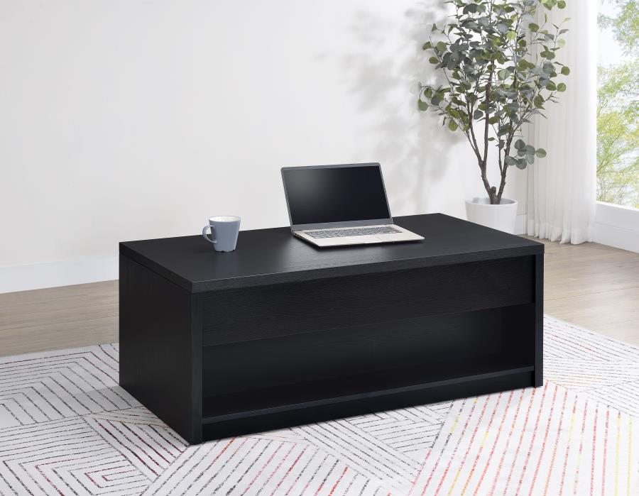 Knapp Lift Top Cocktail Coffee Table with Dual Drawers Black view 3