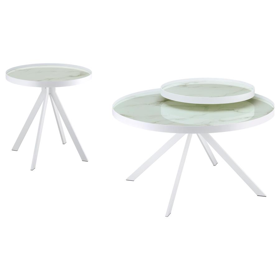 Briggs 2-piece Round Coffee and End Table Set White view 2