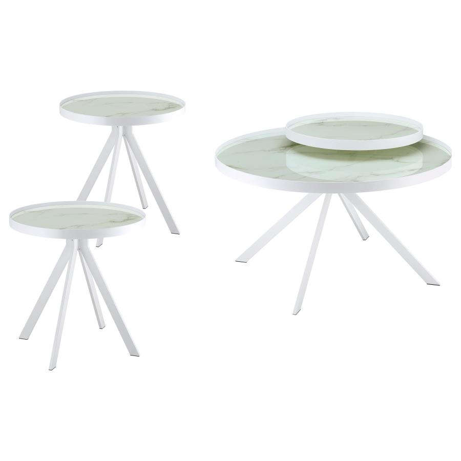Briggs 3-piece Round Coffee and End Table Set White view 2