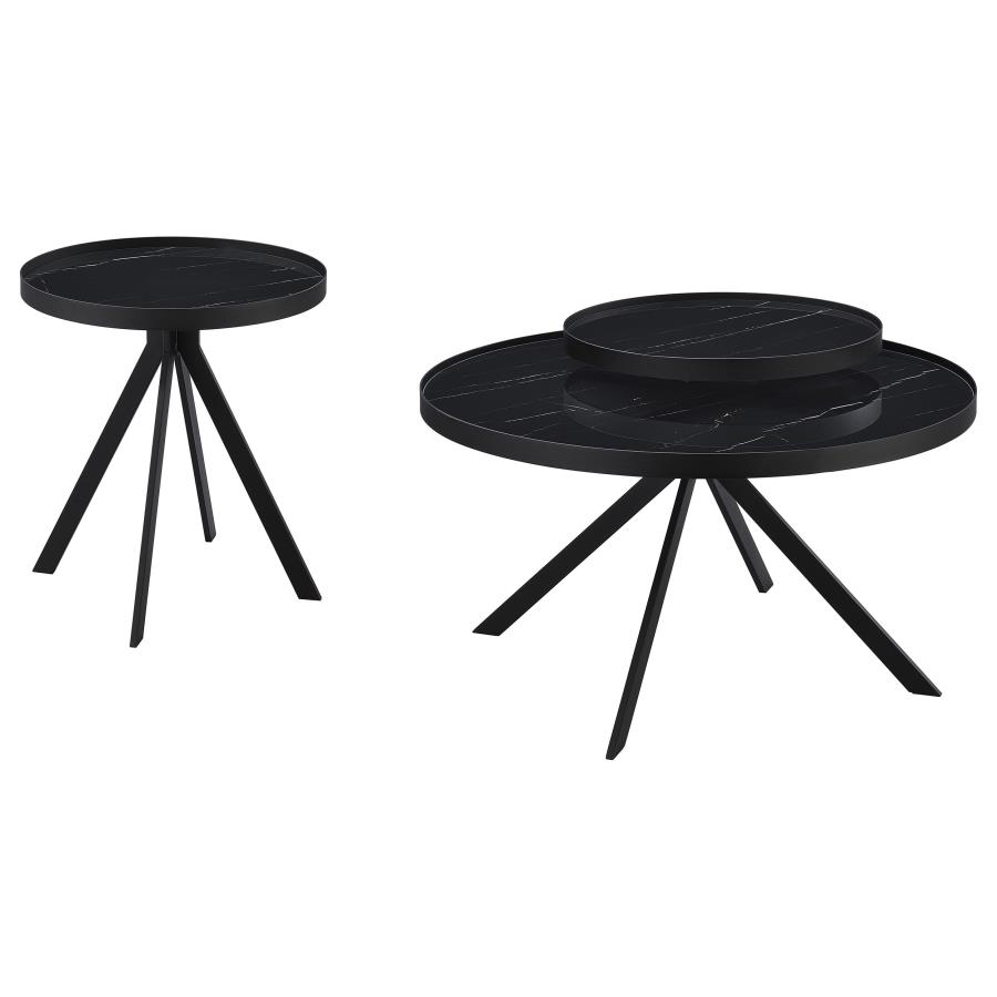 Briggs 2-piece Round Coffee and End Table Set Black view 2