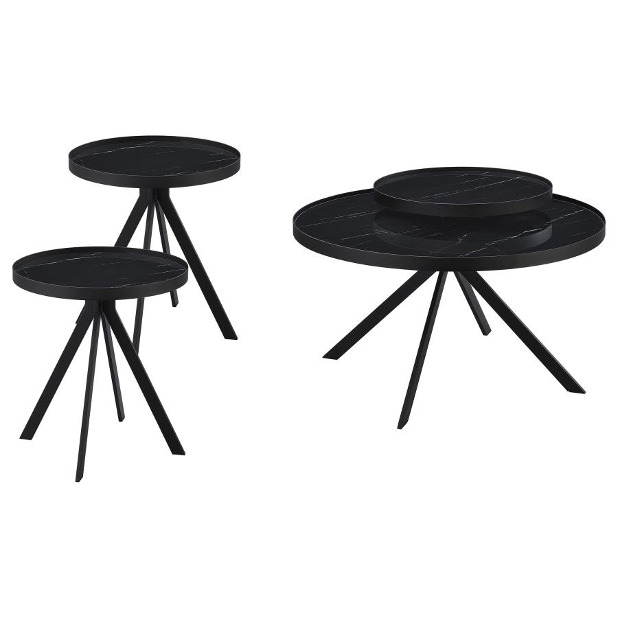 Briggs 3-piece Round Coffee and End Table Set Black view 2