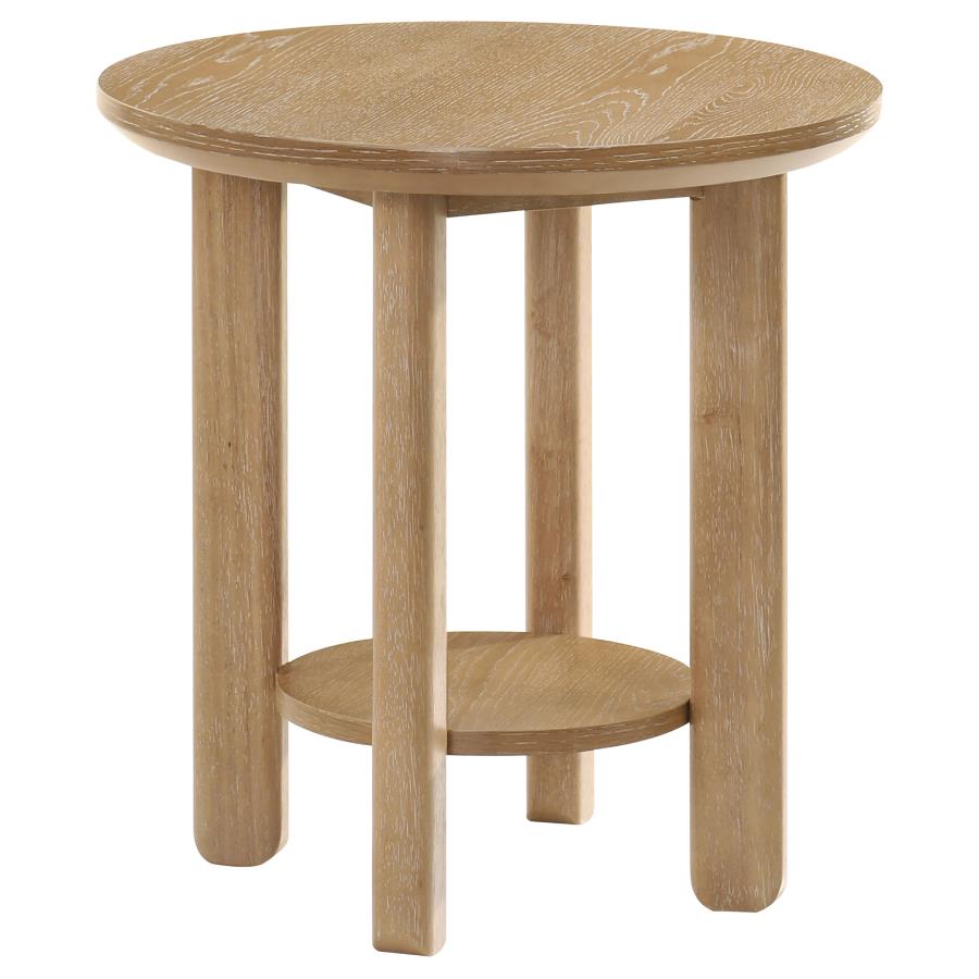 Ottowa 2-piece Round Wood Coffee Table Set Light Oak view 3
