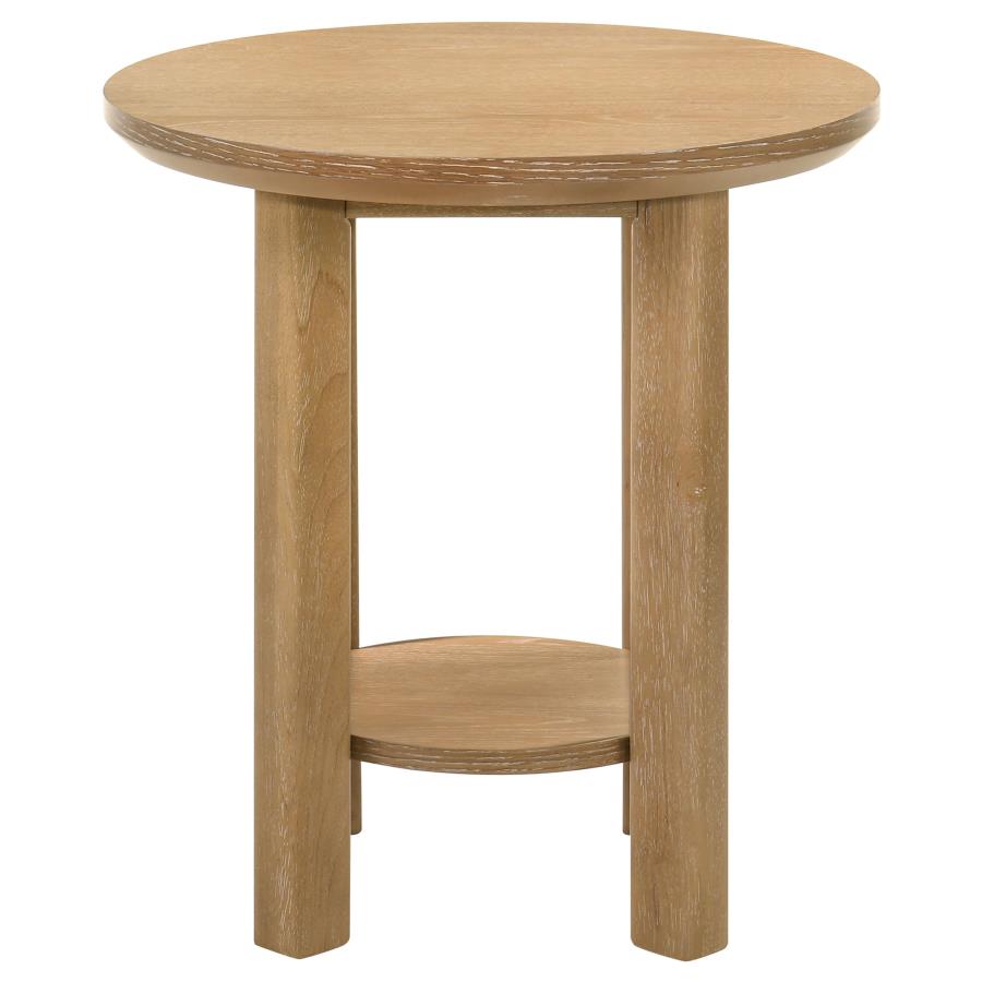 Ottowa 2-piece Round Wood Coffee Table Set Light Oak view 4