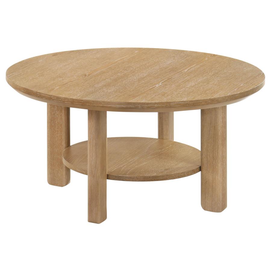 Ottowa 2-piece Round Wood Coffee Table Set Light Oak view 6